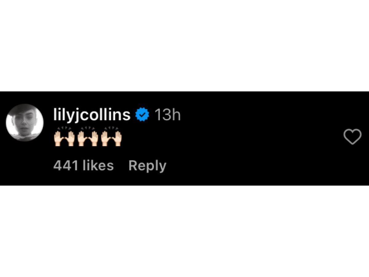Lily Collins’ comment on Instagram/@carlitosalcarazz